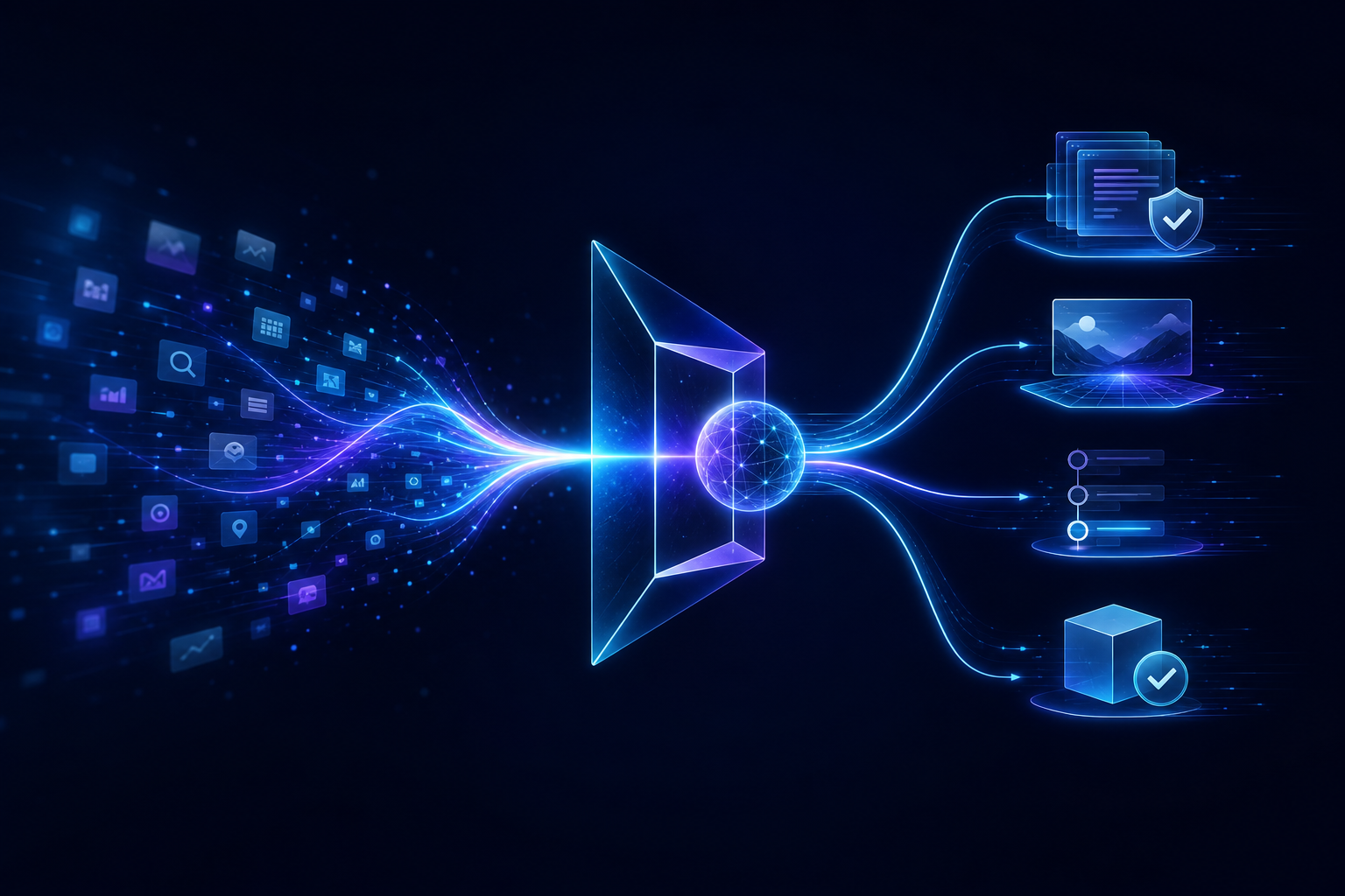 Flusso di ricerca intelligente che trasforma una domanda in fonti, analisi e azioni
